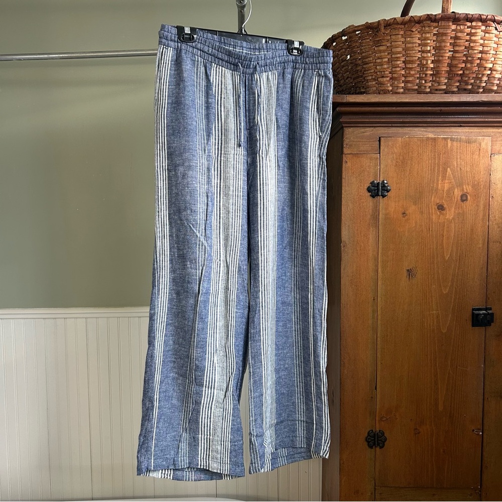 Old Navy Striped Blue and White Linen Pants